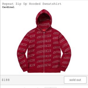 Supreme Repeat Zip up Hooded Sweatshirt